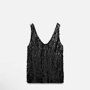 Zara Black Sequin Strappy Top